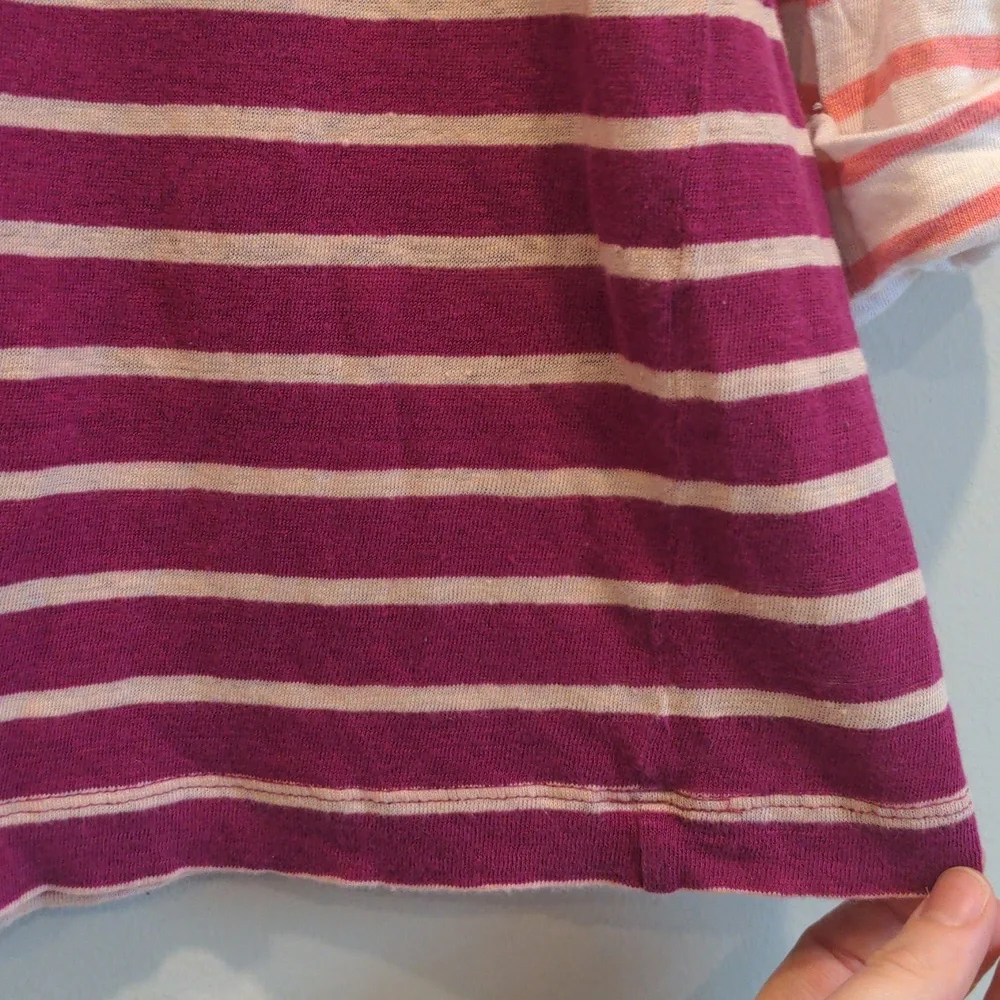 Madewell 100% Linen Two-toned Stripe 3/4 Sleeve Tee - Picture 5 of 8